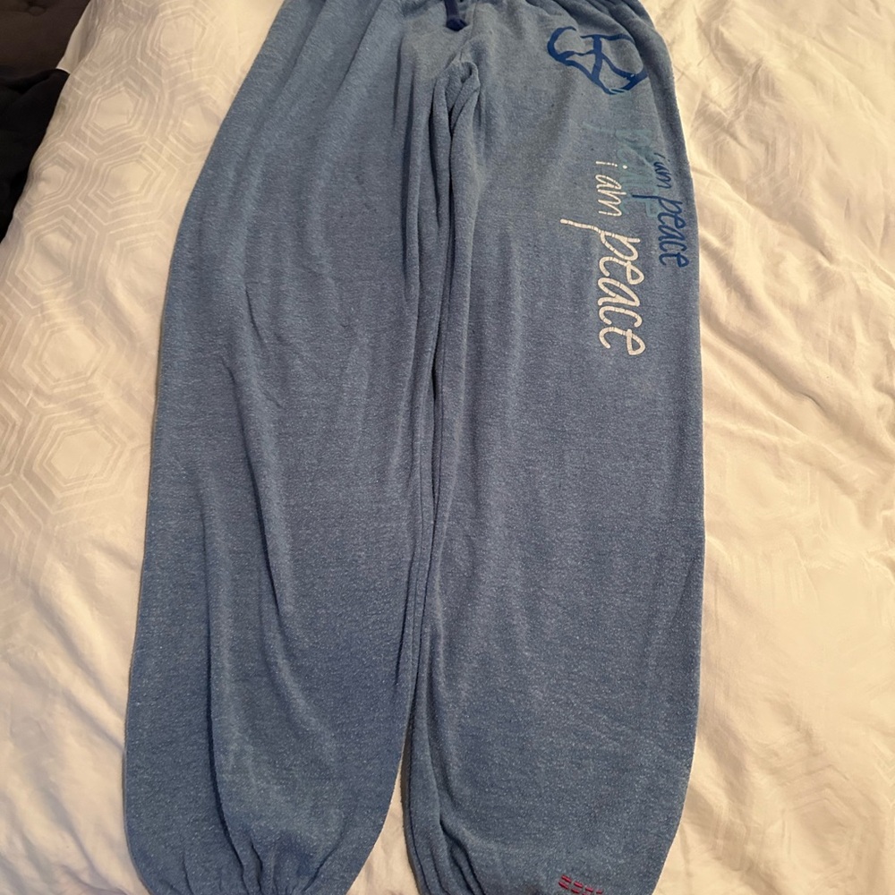 Blue Lounge Pants with Peace Design